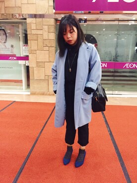 「mixxmixのアイテム（ダウンジャケット/コート）」を使った、Melissaさん（レディース・154cm）の春コーディネート