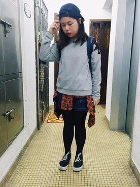 「BTS」｜「アイテム（スウェット）」を使った、Melissaさん（レディース・154cm）の春コーディネート