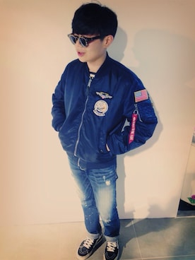 「Alpha Industries（アルファインダストリーズ）のアイテム（その他アウター）」を使った、김상배さん（メンズ・170cm）の秋コーディネート