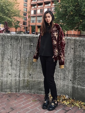 「SAINT LAURENT PARIS（サンローランパリ）のアイテム（ジャケット/アウター）」を使った、badgetopさん（レディース・165cm）の秋コーディネート