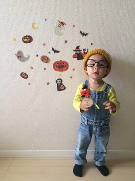 「halloween」｜「アイテム（サロペット/オーバーオール）」を使った、rikuさん（キッズ・80cm）の秋コーディネート