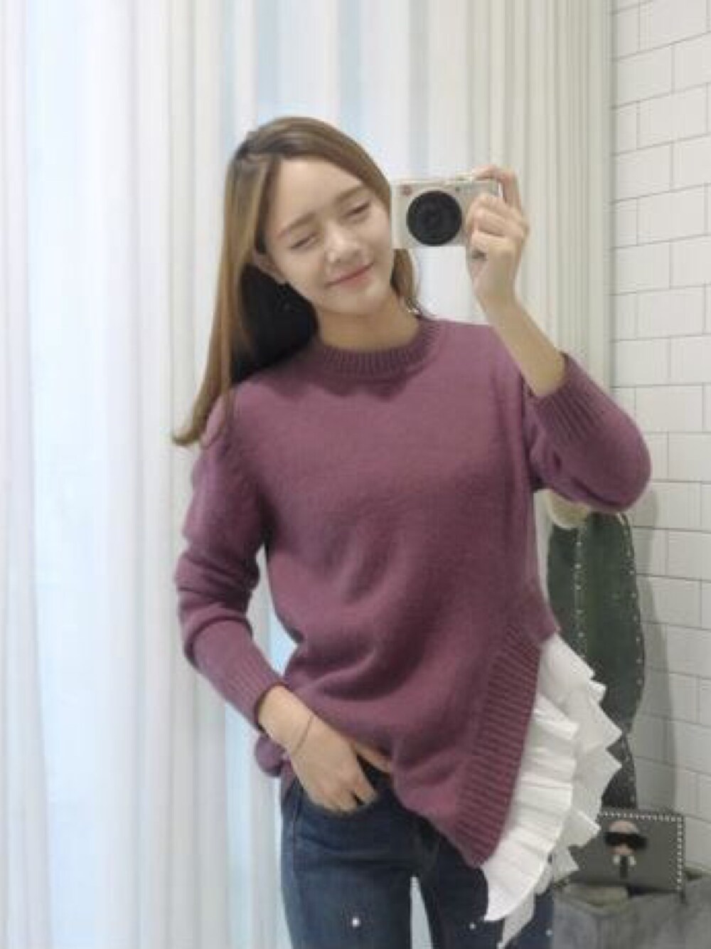 「thinkzo、WOMEN、woman、womens fashion、womenswear、women style、fashion、STYLE、purple」｜「Thinkzoのアイテム（トップス、パープル系）」を使った、Thinkzoさん（レディース・167cm）の秋コーディネートの1枚目の写真