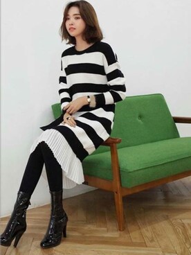 「men」｜「アイテム（ワンピース/ドレス）」を使った、Thinkzoさん（レディース・167cm）の冬コーディネート