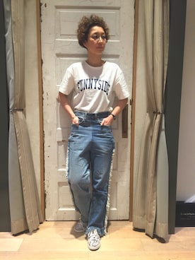 「77circa（ナナナナサーカ）のアイテム」を使った、midoriさん（レディース・166cm）の春コーディネート