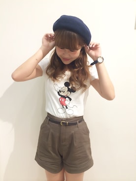 「ミッキーT」｜「アイテム（ハンチング/ベレー帽）」を使った、ａｉｋａさん（レディース・158cm）の春コーディネート