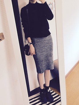 「黒ニット」｜moritaさん（レディース・176cm）の秋コーディネート