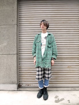 「SASQUATCHfabrix.（サスクワァッチファブリックス）のアイテム（トップス）」を使った、蘇雨さん（メンズ・183cm）の春コーディネート