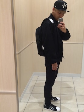 「Y's（ワイズ）のアイテム（キャップ）」を使った、hirokiさん（メンズ・178cm）の冬コーディネート