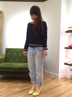 「ラインニット」｜ORientalTRaffic福岡パルコさん（レディース・152cm）の春コーディネート