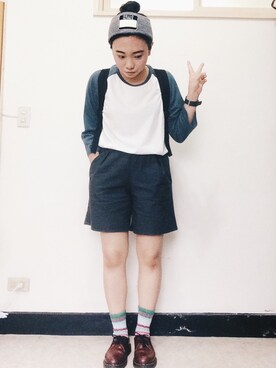 「Dr. Martens（ドクターマーチン）のDr.Martens (ドクターマーチン)/1461 3EYE GIBSON SHOES（その他シューズ）」を使った、LO1Oさん（レディース・157cm）の夏コーディネート