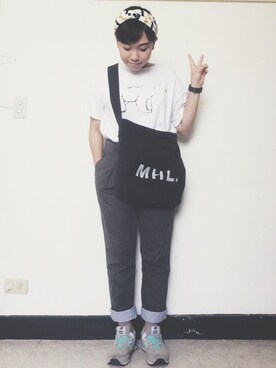 「Gozo（ゴソ）のアイテム（パンツ）」を使った、LO1Oさん（レディース・157cm）の夏コーディネート