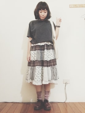 「Dr. Martens（ドクターマーチン）のDr.Martens (ドクターマーチン)/1461 3EYE GIBSON SHOES（その他シューズ）」を使った、LO1Oさん（レディース・157cm）の夏コーディネート