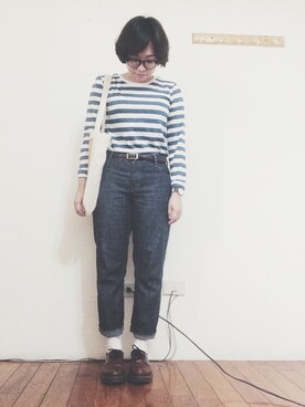 「Dr. Martens（ドクターマーチン）のDr.Martens (ドクターマーチン)/1461 3EYE GIBSON SHOES（その他シューズ）」を使った、LO1Oさん（レディース・157cm）の秋コーディネート