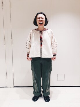 「BEAMS BOY（ビームスボーイ）の【予約】BEAMS BOY / レザー ワイドブレスレット（ブレスレット）」を使った、LO1Oさん（レディース・157cm）の秋コーディネート