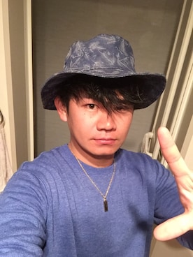 「EDWIN（エドウィン）のアイテム（帽子）」を使った、山下 健太郎さん（メンズ・173cm）の春コーディネート