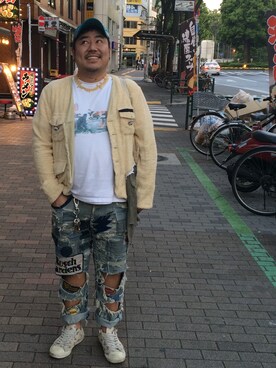 「FAT（エフエイティー）のアイテム（キャップ）」を使った、FJOさん（メンズ・171cm）の春コーディネート