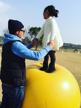 「5歳」｜「アイテム（ダウンベスト）」を使った、kameen.tyさん（キッズ・110cm）の冬コーディネート