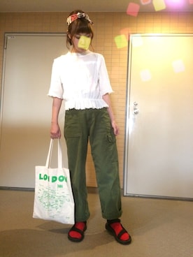 「MASTER&Co（マスターアンドコー）のアイテム（トートバッグ）」を使った、n@omiさん（レディース・159cm）の春コーディネート