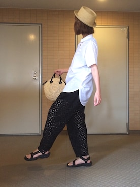 「BEAUTY&YOUTH UNITED ARROWS（ビューティーアンドユースユナイテッドアローズ）のBY ペーパーポークパイハット ◆（キャップ）」を使った、n@omiさん（レディース・159cm）の夏コーディネート