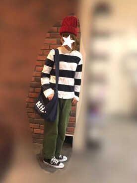 「いつもありがとうございます」｜「アイテム（ニットキャップ/ビーニー）」を使った、n@omiさん（レディース・159cm）の秋コーディネート