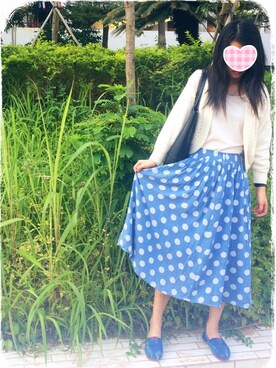 「blue」｜「アイテム（モカシン/デッキシューズ）」を使った、我是姐姐さん（レディース・164cm）の春コーディネート