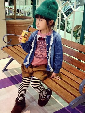 「アイテム（ブーツ）」を使った、cheerさん（キッズ・120cm）の冬コーディネート