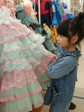 「デニムワンピース」｜cheerさん（キッズ・120cm）の冬コーディネート