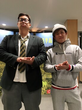 「アイテム（ジャージ）」を使った、河合海都さん（メンズ・165cm・10代）の冬コーディネート