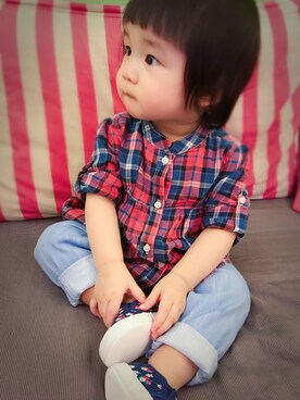 「Carter's（カーターズ）のアイテム（シューズ）」を使った、Luluさん（キッズ・80cm）の春コーディネート