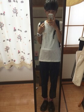 「Dr. Martens（ドクターマーチン）のDr.Martens (ドクターマーチン)/1461 3EYE GIBSON SHOES（その他シューズ）」を使った、じゅんちゃんさん（メンズ・171cm）の夏コーディネート