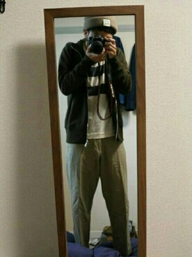 「SUNSEA（サンシー）のアイテム（帽子）」を使った、sahriさん（メンズ・170cm）の秋コーディネート