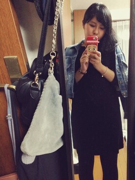 「UNIQLO（ユニクロ）のアイテム（ワンピース、ブラック系）」を使った、kaoriさん（レディース・154cm）の秋コーディネート