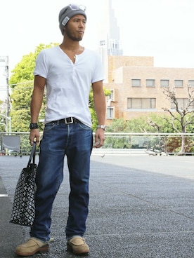 「アイテム（財布）」を使った、Atsushi Kuriharaさん（メンズ・175cm）の春コーディネート