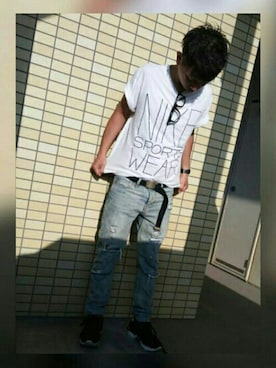 「DHOLIC（ディーホリック）のアイテム（シューズ）」を使った、kuroRingoさん（メンズ・162cm）の夏コーディネート