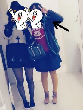 「アイテム（タイツ/ストッキング、オレンジ系）」を使った、ぱみん。さん（レディース・158cm）の冬コーディネート