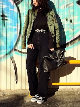 「mode」｜「アイテム（ブルゾン）」を使った、Rinoさん（レディース・168cm）の冬コーディネート