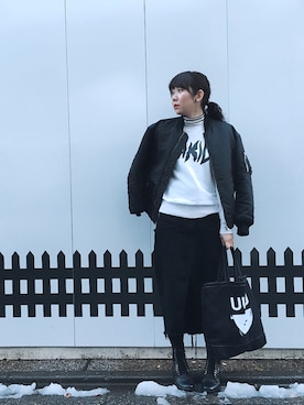 「G.V.G.V.（ジーヴィージーヴィー）のアイテム（ブルゾン）」を使った、Rinoさん（レディース・168cm）の冬コーディネート