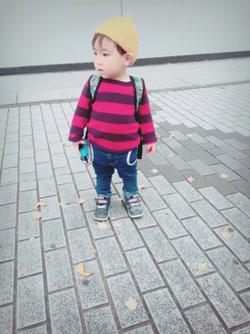 「OSHKOSH（オシュコシュ）のアイテム（スニーカー）」を使った、yuito &yukiさん（キッズ・80cm）の冬コーディネート