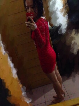 「アイテム（チュニック、レッド系）」を使った、sidvstさん（レディース・153cm）の冬コーディネート