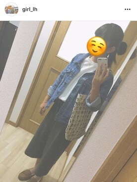 「ASOKOのアイテム（トートバッグ、ホワイト系）」を使った、girl_lhさん（レディース・154cm）の秋コーディネート