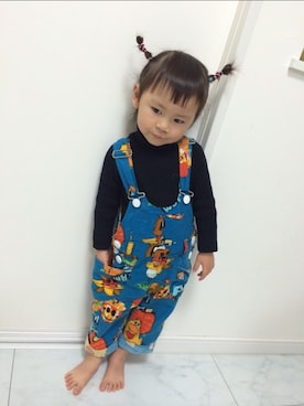 「JAM（ジャム）のアイテム（サロペット/オーバーオール）」を使った、mayuさん（キッズ・90cm）の春コーディネート