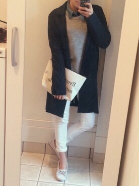 「ダンガリーシャツ」｜「アイテム（チェスターコート）」を使った、mayuさん（レディース・151cm）の冬コーディネート