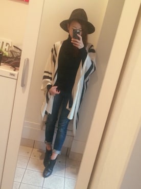 「ユニクロ」｜「アイテム（ポンチョ）」を使った、mayuさん（レディース・151cm）の秋コーディネート