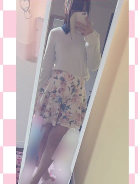 「花柄 スカート」｜りなおこさん（レディース・148cm）の春コーディネート