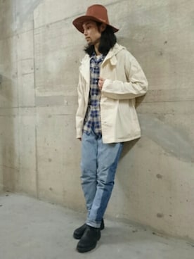 「Rebuild by Needles（リビルドバイニードルス）のアイテム（パンツ）」を使った、藤本拓也さん（メンズ・171cm）の春コーディネート
