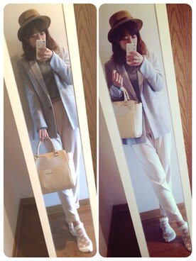 「LAGUNAMOON（ラグナムーン）のアイテム（テーラードジャケット、グレー系）」を使った、yu-yuさん（レディース）の春コーディネート