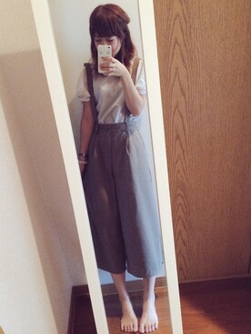 「MAJESTIC LEGON（マジェスティックレゴン）のJサス付ガウチョパンツ（その他パンツ、グリーン系）」を使った、yu-yuさん（レディース）の夏コーディネート