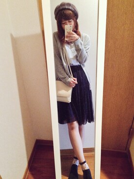 「PAGEBOY（ページボーイ）のアイテム（スカート、ブルー系）」を使った、yu-yuさん（レディース）の秋コーディネート