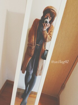 「Green　Parks（グリーンパークス）のアイテム（カーディガン/ボレロ、ブラウン系）」を使った、yu-yuさん（レディース）の秋コーディネート