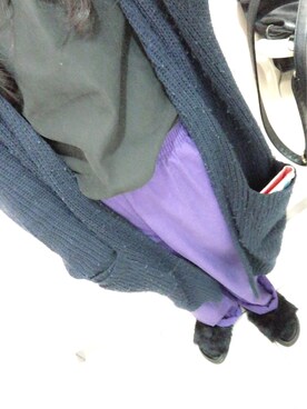 「usedのアイテム（パンツ、パープル系）」を使った、ayakaさん（レディース・145cm）の冬コーディネート